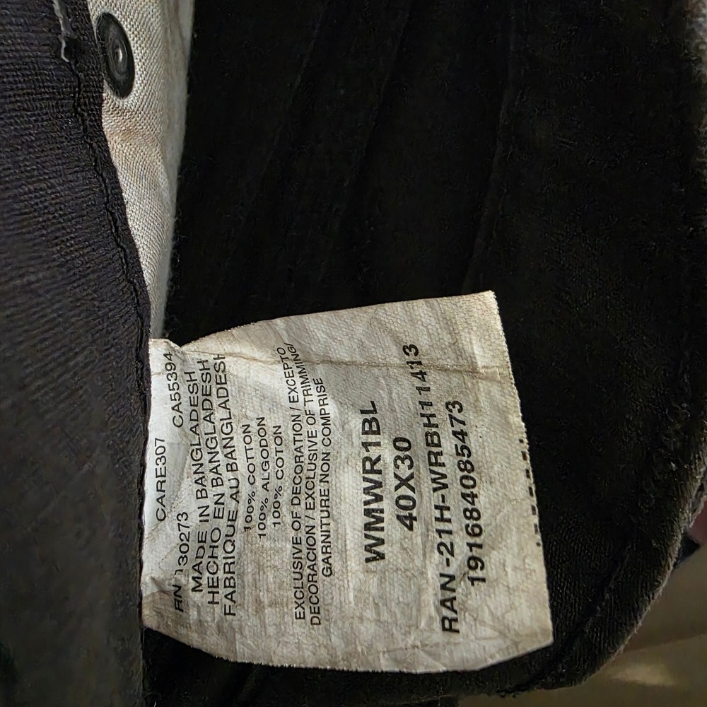 Wrangler Workwear Mens Black Cargo Pants 40x30 WMWR1BL Utility Work Trouser